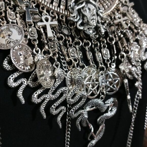 Goth Occult Medusa Statement Bib Necklace - Picture 10 of 10